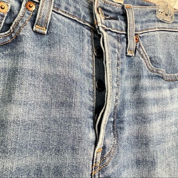 Levi’s Wedgie Skinny Jeans Button Fly Frayed hem blue jeans - Picture 3 of 15